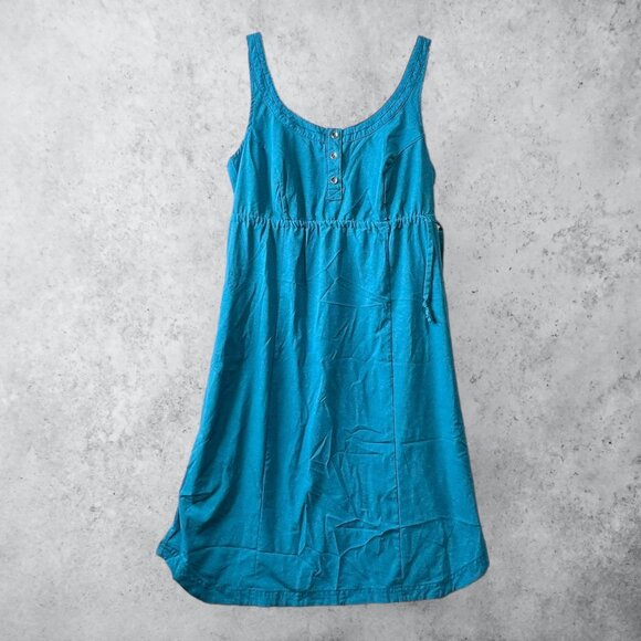 Eddie Bauer Dress Women's Small  Blue Printed Sleeveless Draswstring Athleisure - Picture 1 of 13